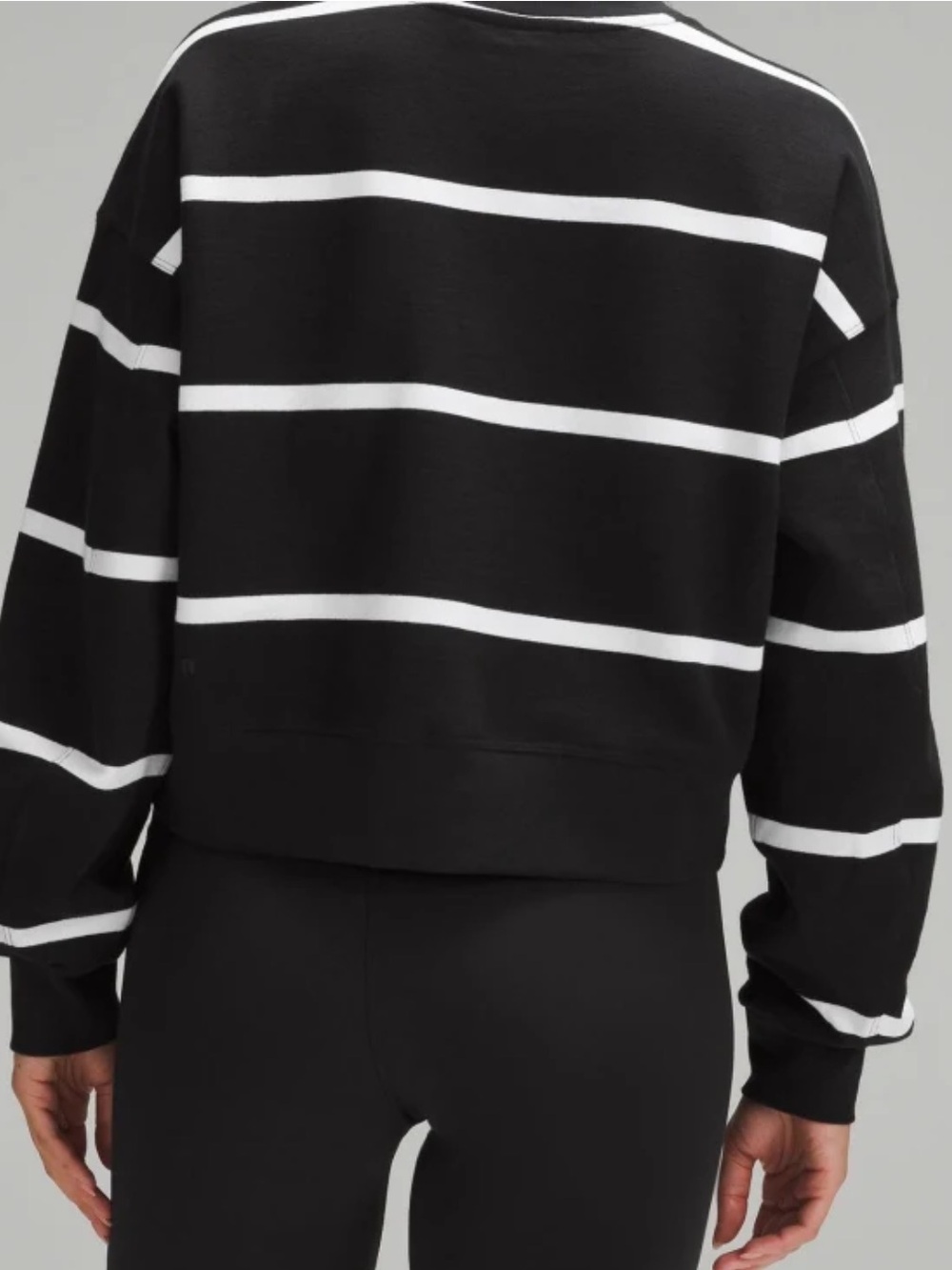Lululemon Perfectly Oversized Cropped Crew Stripe Black White Size 2 - Picture 3 of 7